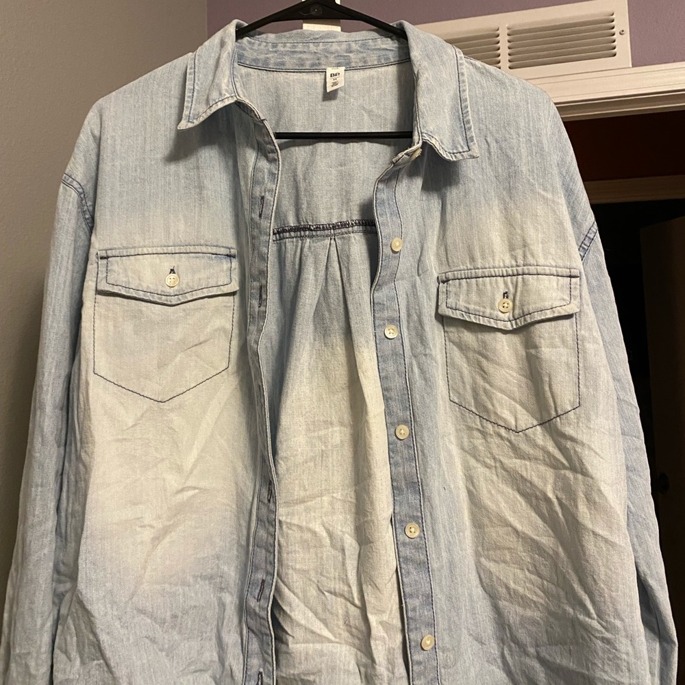 Light wash denim coat